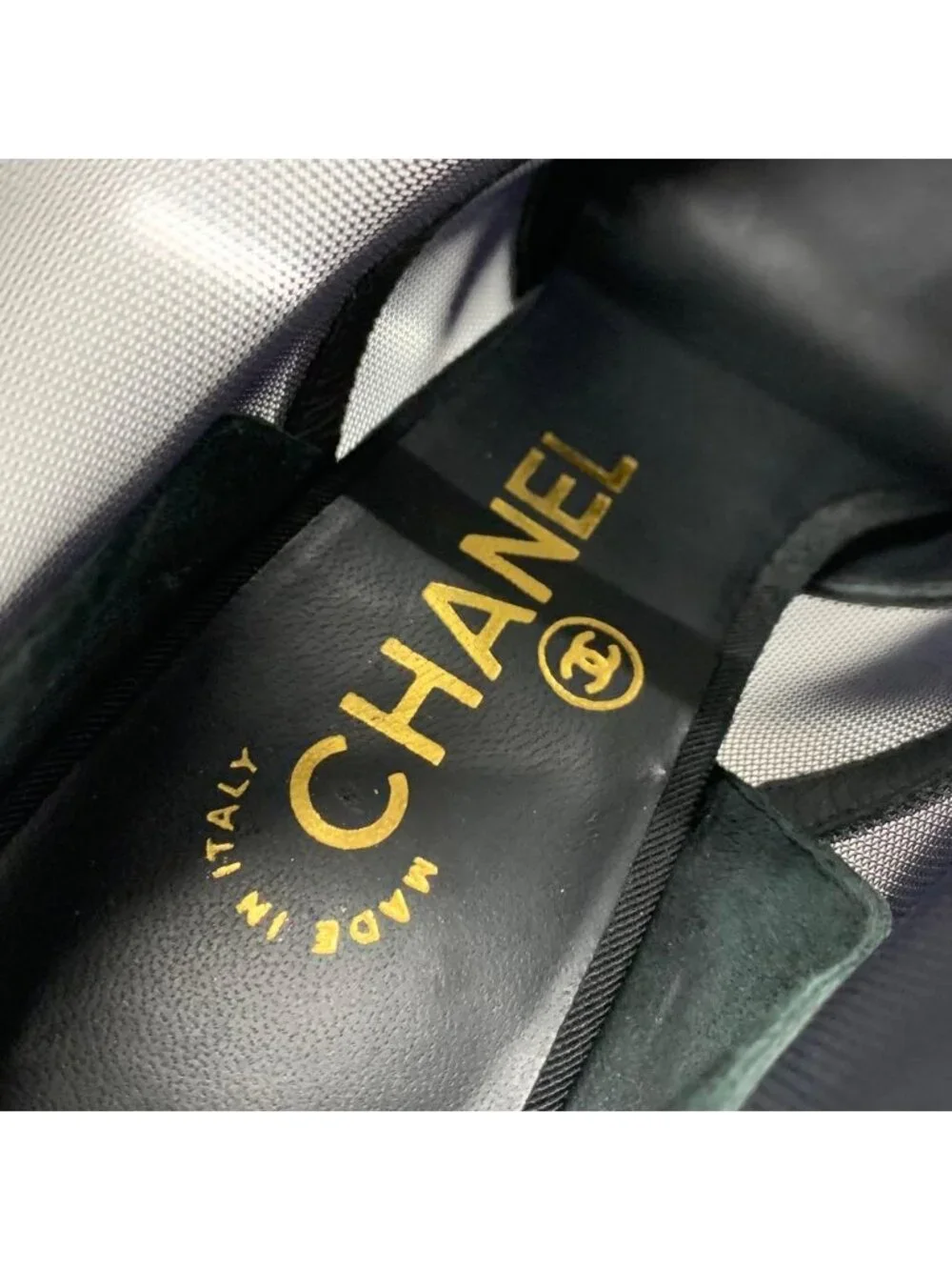 Chanel Mesh Fabric Coco Mark Short Boots Black